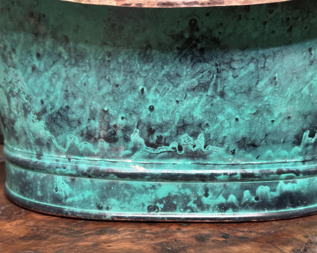 Bathroom Copper Sink Tub Style, Green Patina Vessel Sink,