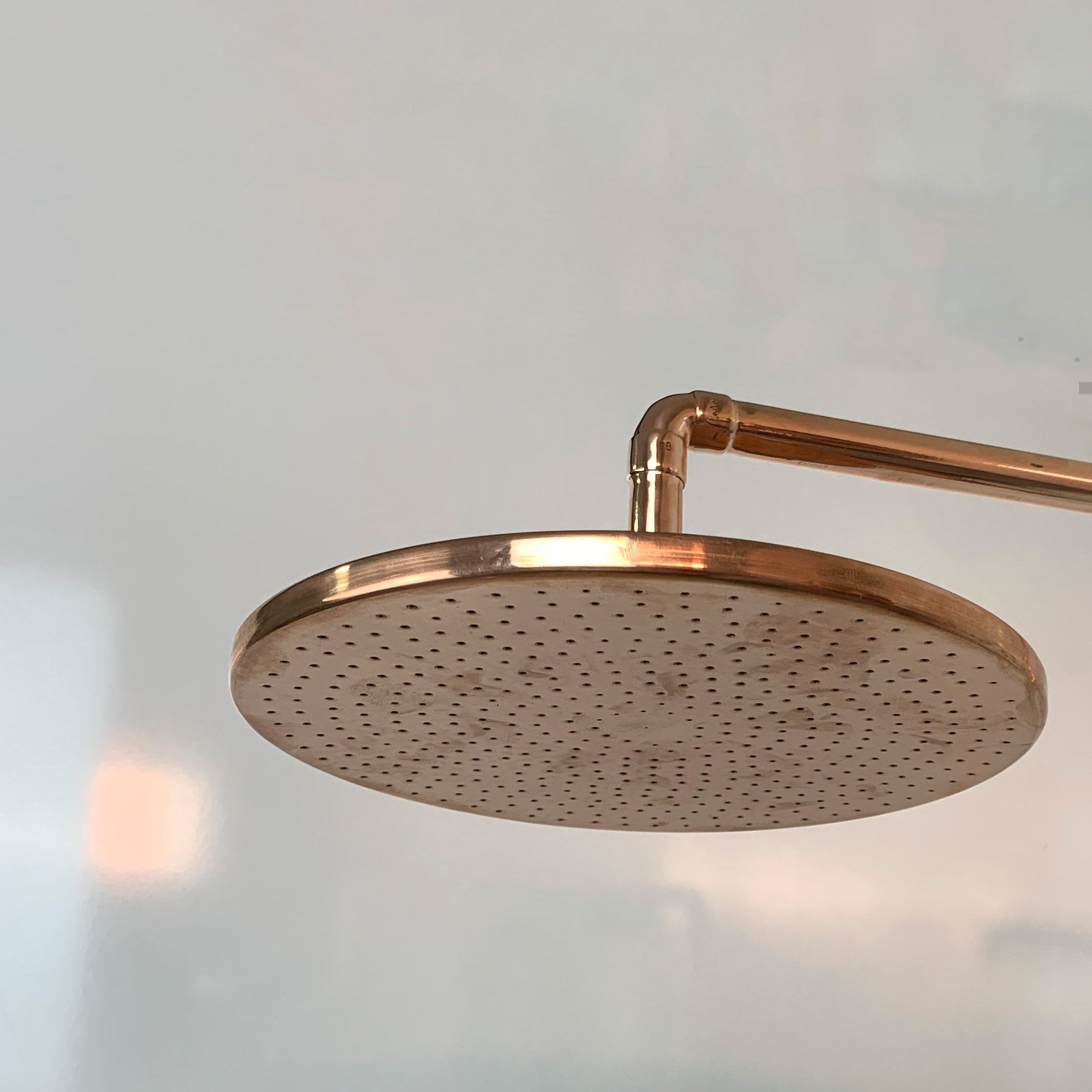 Copper Outdoor Shower - Natural Copper Rain Showerhead - Handcrafted Garden Fixture